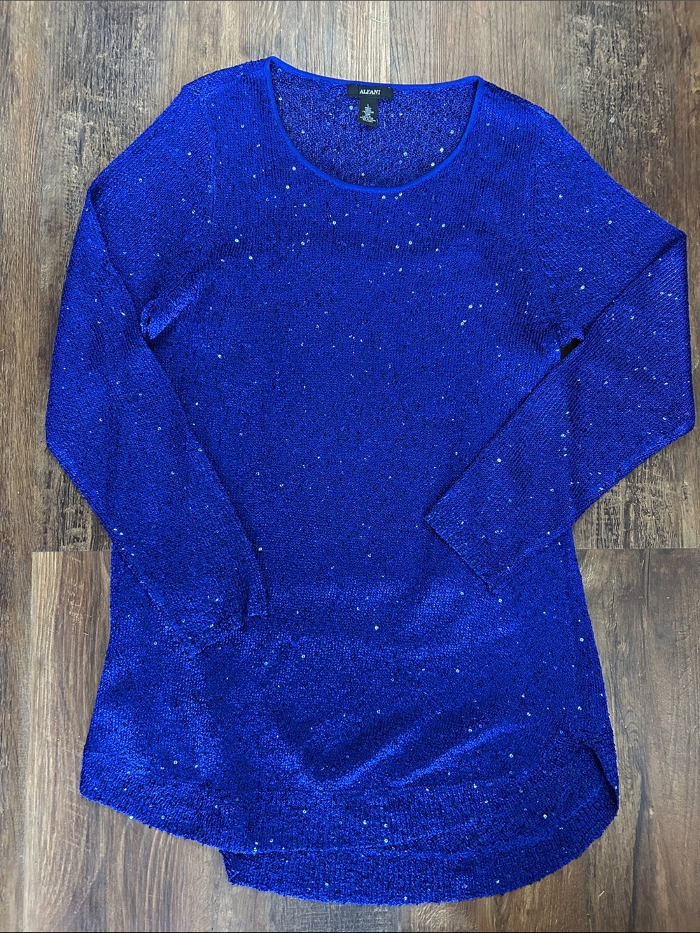 Alfani Royal Blue Sequin Scoop Neck Tunic